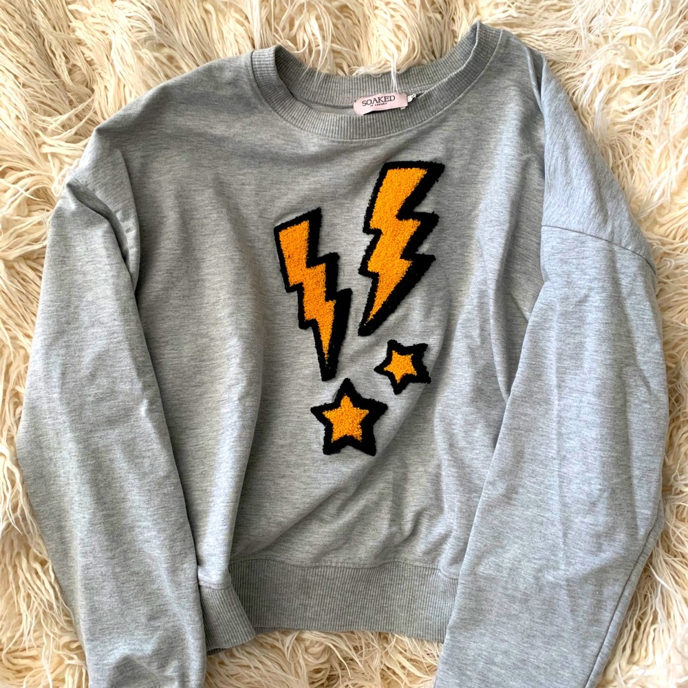 Yellow and black lightning bolt patch crew